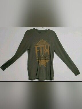 Fox Racing Shirt Mens Extra Large Black Thermal Waffle Knit Long Sleeve Graphic